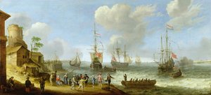 Buques de Guerra Holandeses en un Estuario